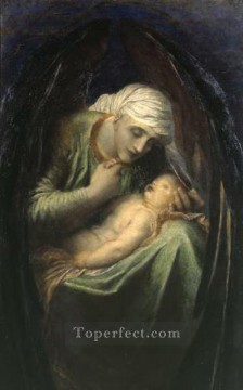 symbolist Oil Painting - Death Crowning Innocence symbolist George Frederic Watts